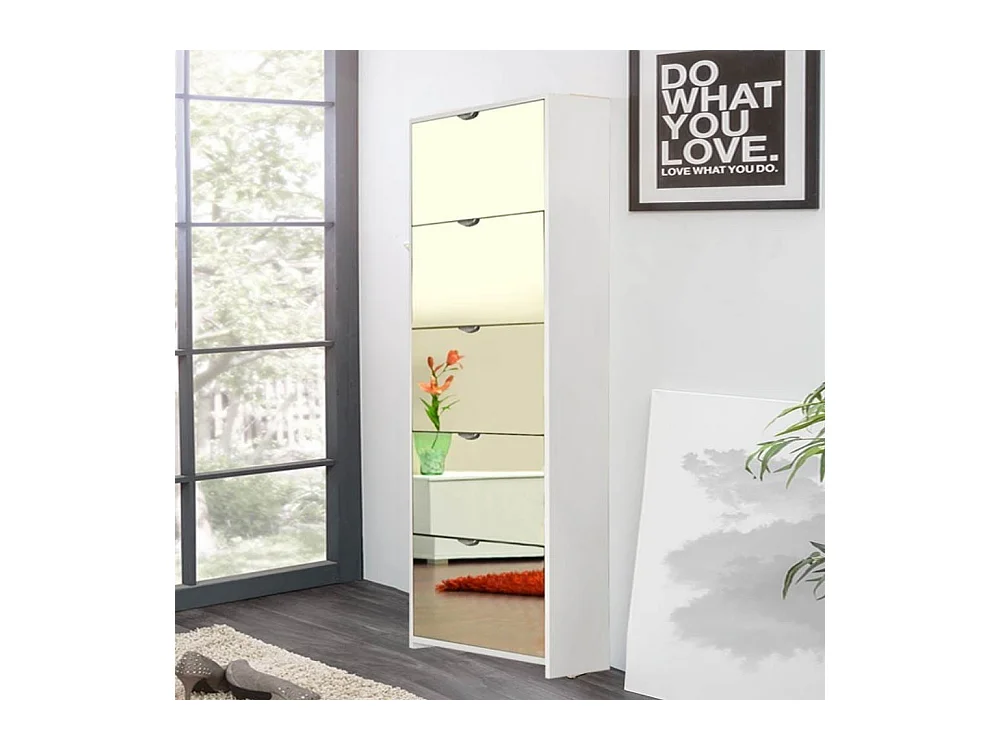 Scarpiera specchio Koblenz 5 ante ribalta colore bianco