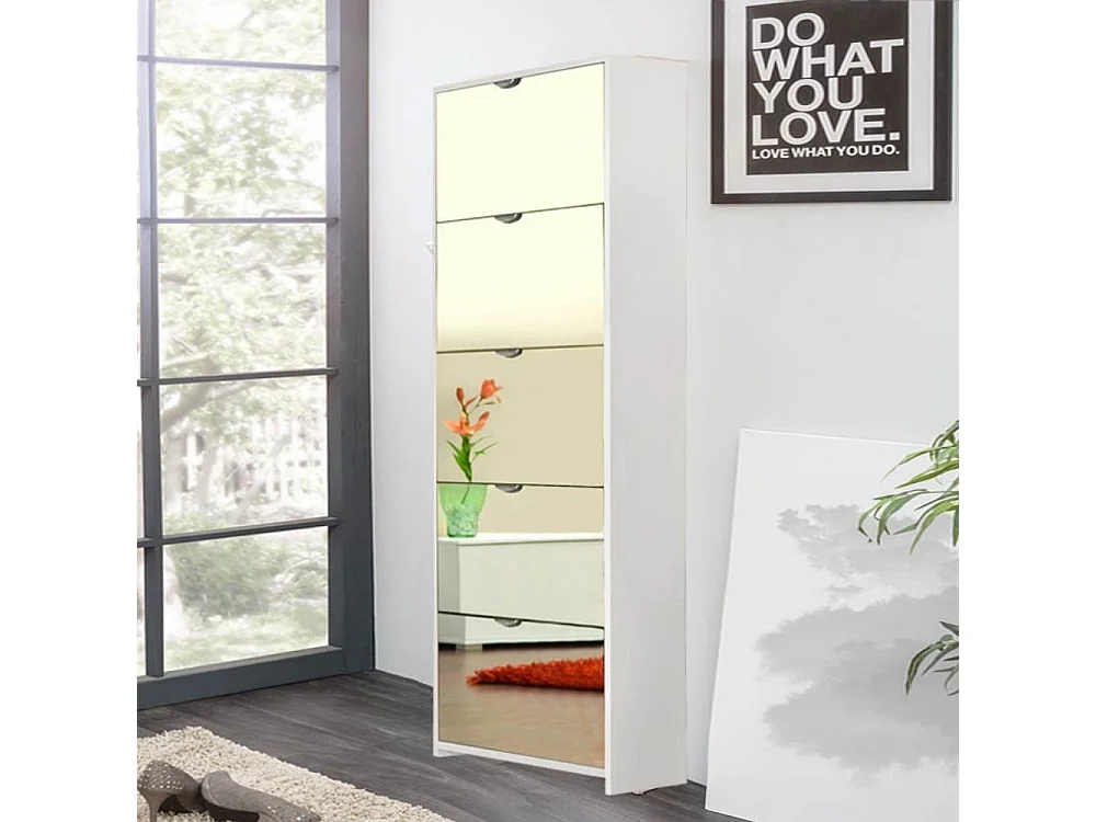 Scarpiera specchio Koblenz 5 ante ribalta colore bianco