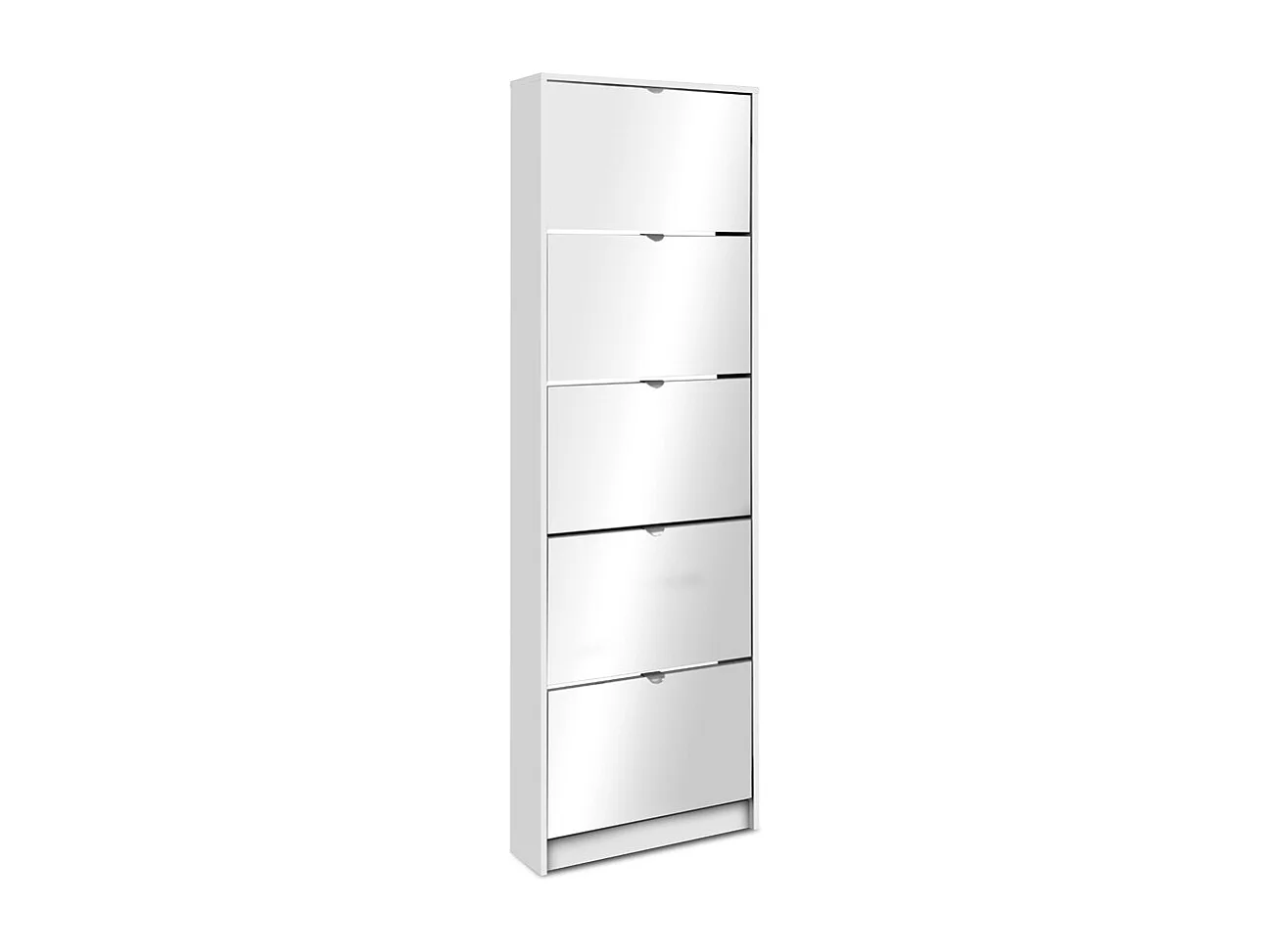 Meuble à chaussures AUCUNE Koblenz Façades Miroirs 5 abattants capacité 15 paires blanc/miroir