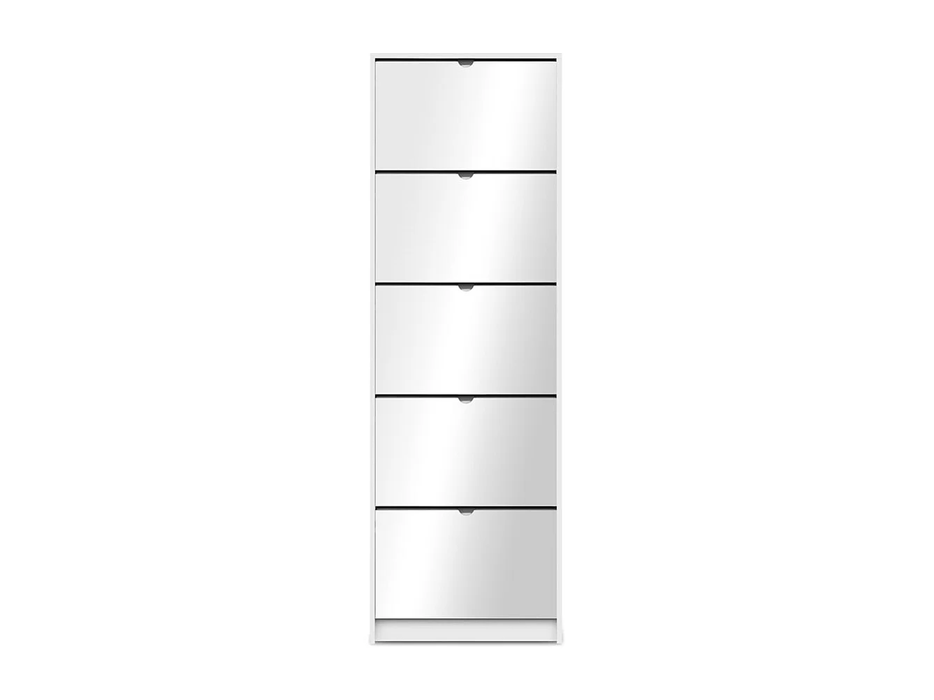 Meuble à chaussures AUCUNE Koblenz Façades Miroirs 5 abattants capacité 15 paires blanc/miroir