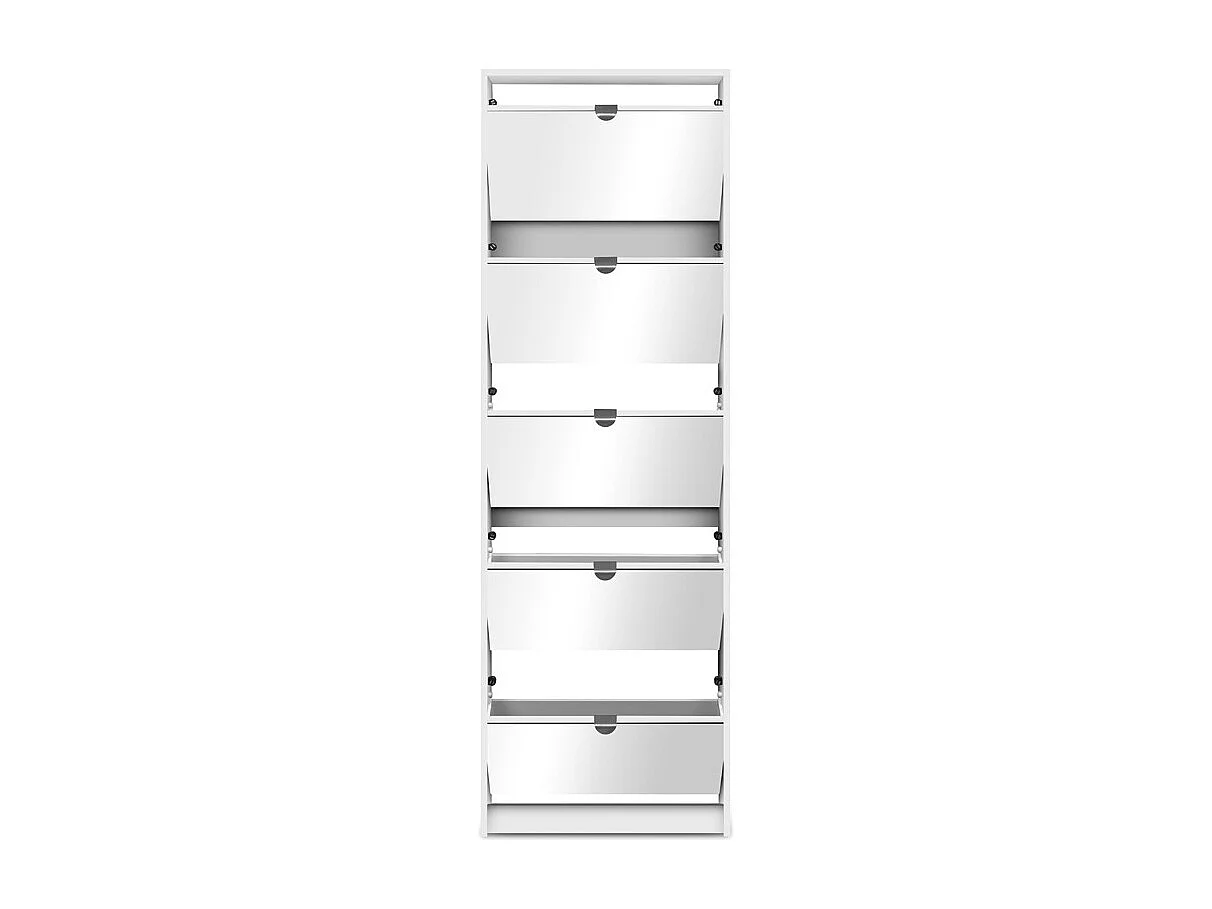 Meuble à chaussures AUCUNE Koblenz Façades Miroirs 5 abattants capacité 15 paires blanc/miroir