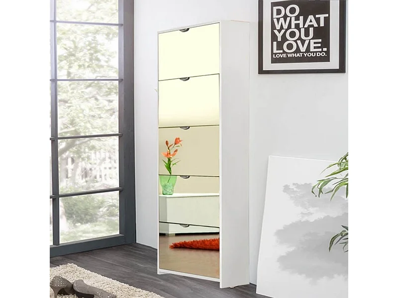 Scarpiera specchio Koblenz 5 ante ribalta colore bianco