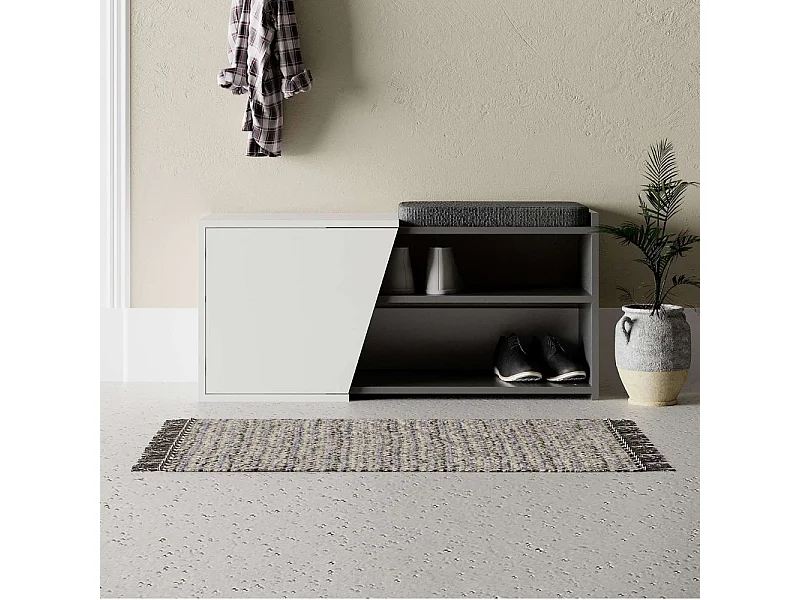 Scarpiera panca Fiona 104.6x37.5x47.2 colore bianco antracite