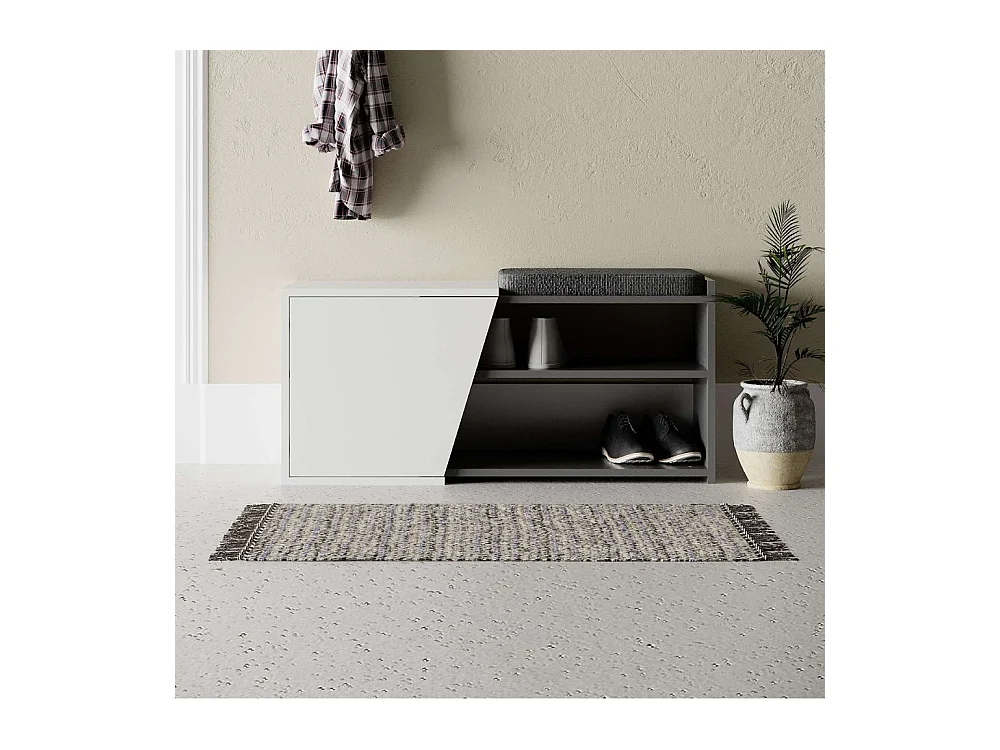 Scarpiera panca Fiona 104.6x37.5x47.2 colore bianco antracite