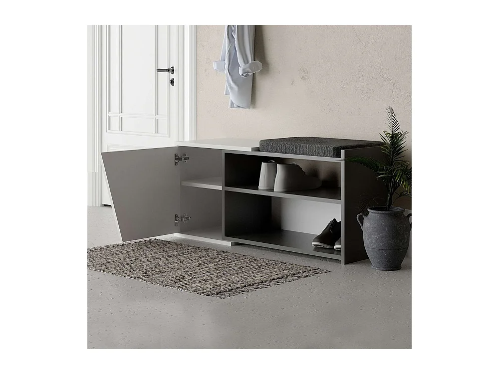 Scarpiera panca Fiona 104.6x37.5x47.2 colore bianco antracite