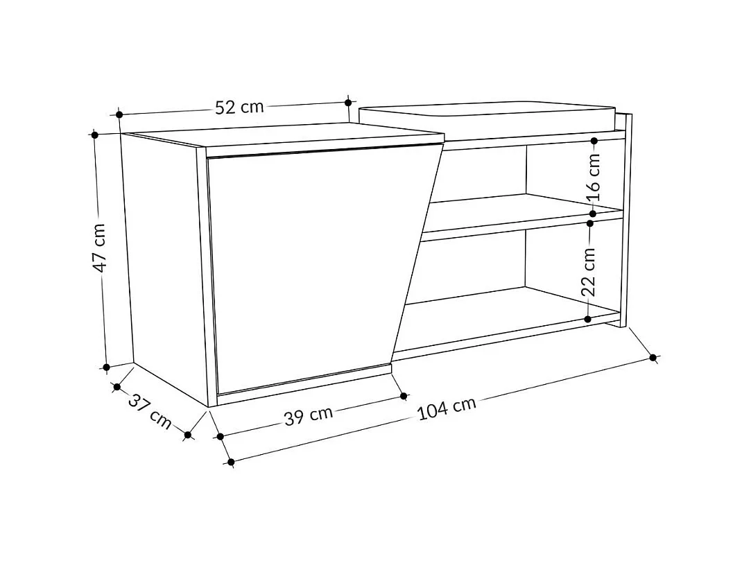 Scarpiera panca Fiona 104.6x37.5x47.2 colore bianco antracite