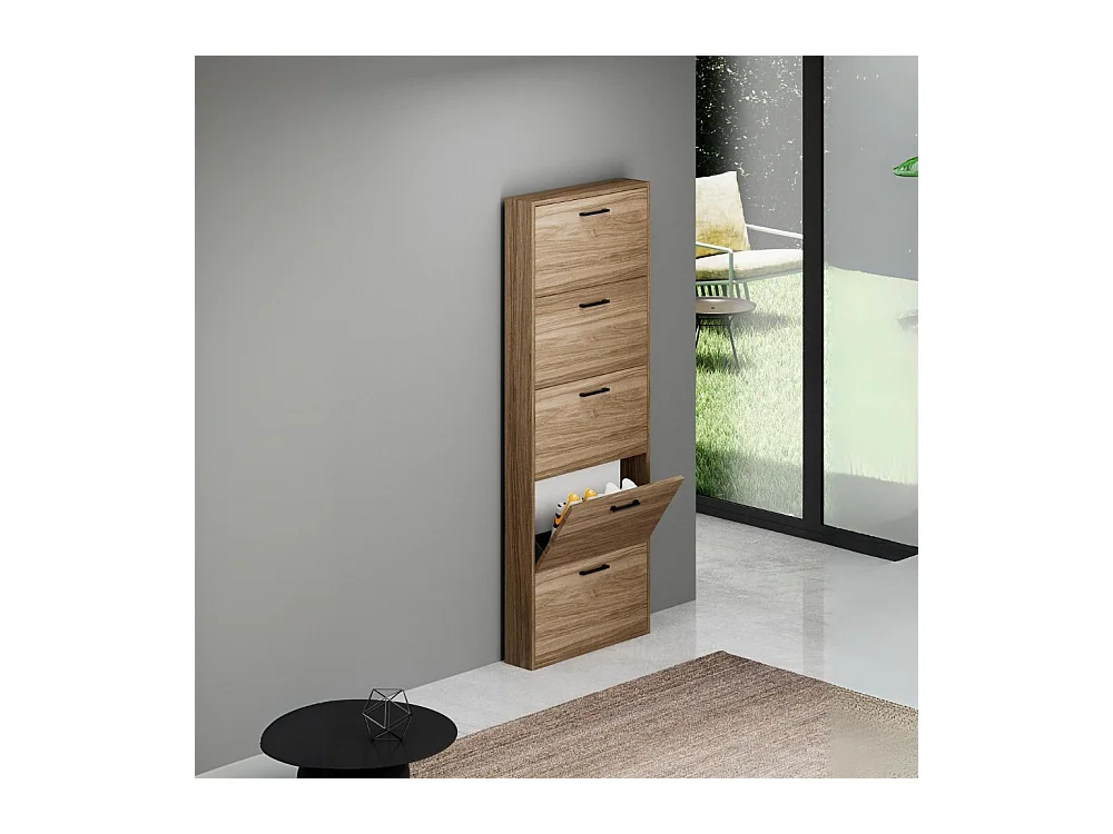 Scarpiera 5 ante Serena slim salvaspazio 180x65x15 colore noce naturale