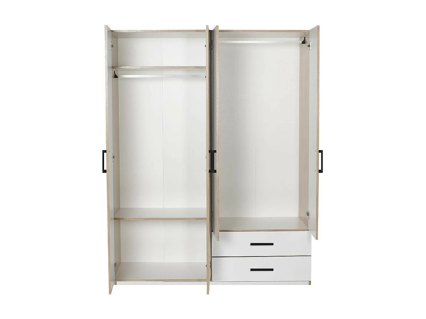 Armadio 4 ante e 2 cassetti 120x170x40 TPGR422023 colore bianco e rovere