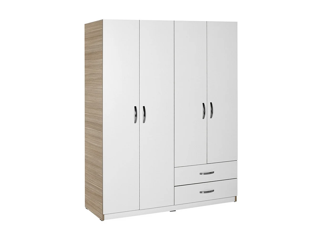 Armadio 4 ante e 2 cassetti 120x170x40 TPGR422023 colore bianco e rovere