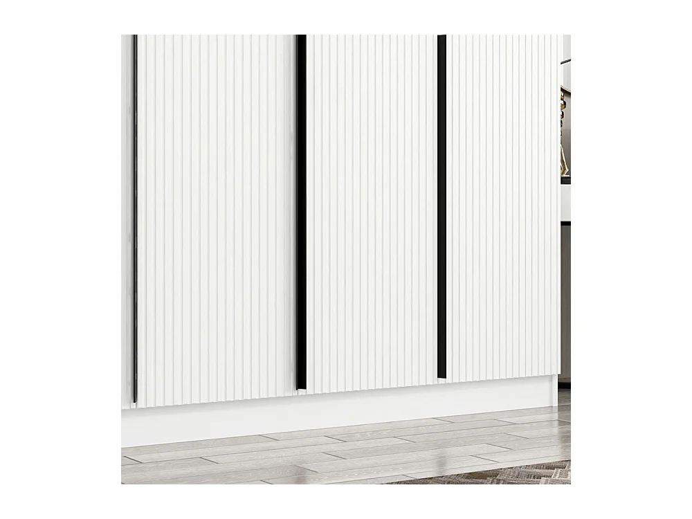 Armadio Kale 6 ante battenti effetto cannettato bianco 270x52x210H – Eleganza e capienza