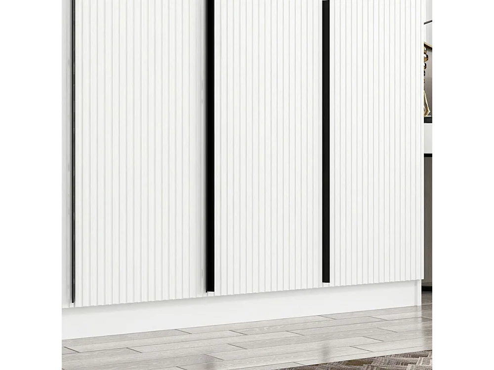 Armadio Kale 6 ante battenti effetto cannettato bianco 270x52x210H – Eleganza e capienza