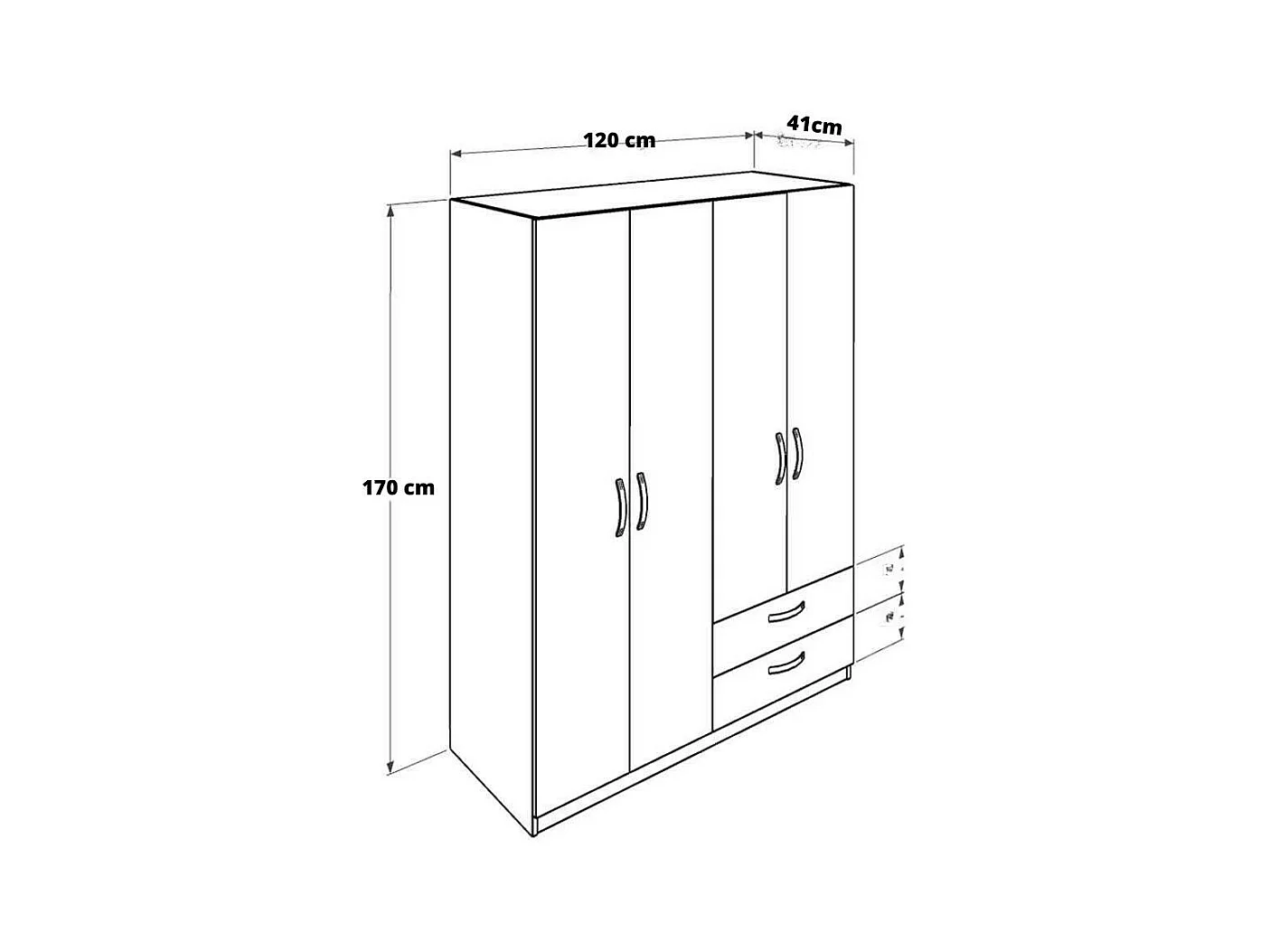 Armadio 4 ante e 2 cassetti GRD4422023 colore rovere