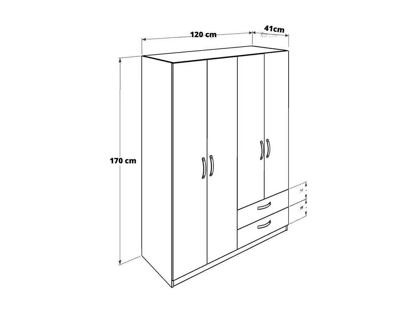 Armadio 4 ante e 2 cassetti GRD4422023 colore rovere