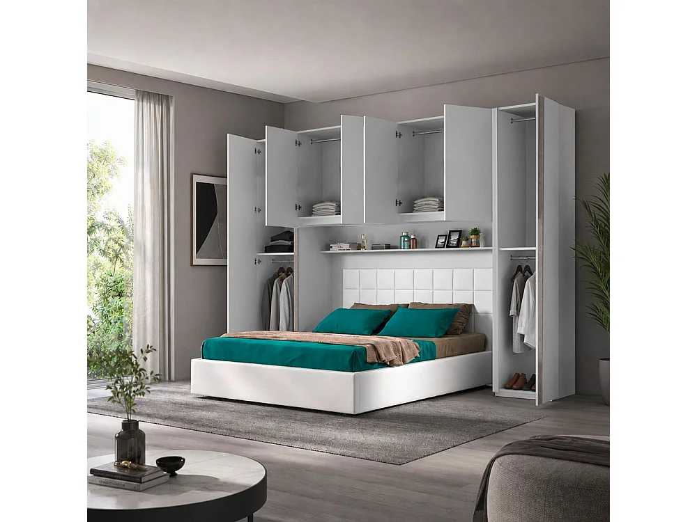 Armadio a ponte bianco frassino Ettore 288x55x236H