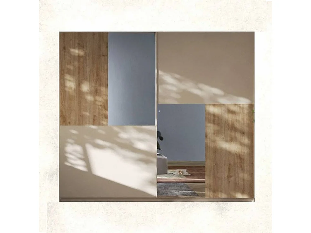 Armadio 2 ante scorrevoli rovere kadiz e cachemire con specchi Myla 275x59x240h