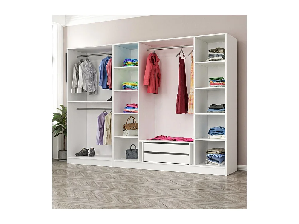 Armadio Kale 6 ante battenti bianco con specchi 270x52x190H – Eleganza e capienza