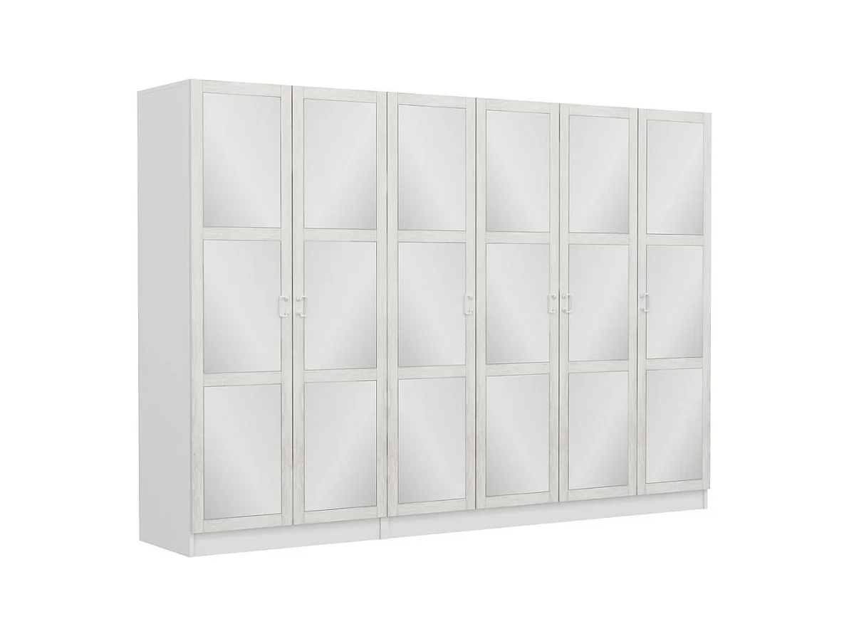 Armadio Kale 6 ante battenti bianco con specchi 270x52x190H – Eleganza e capienza
