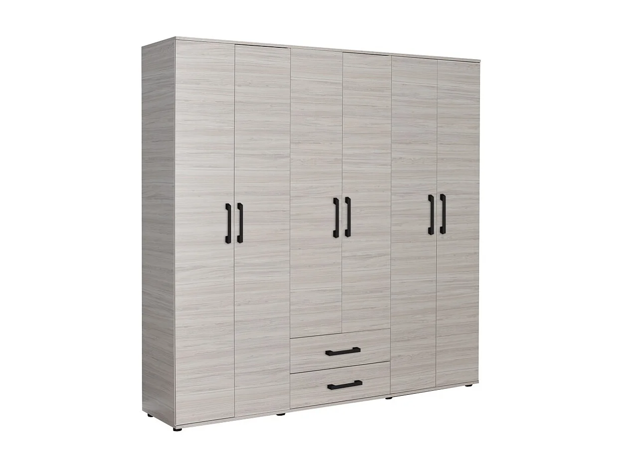 Armadio 6 ante e 2 cassetti GRD4262023 colore rovere 200x45x180H