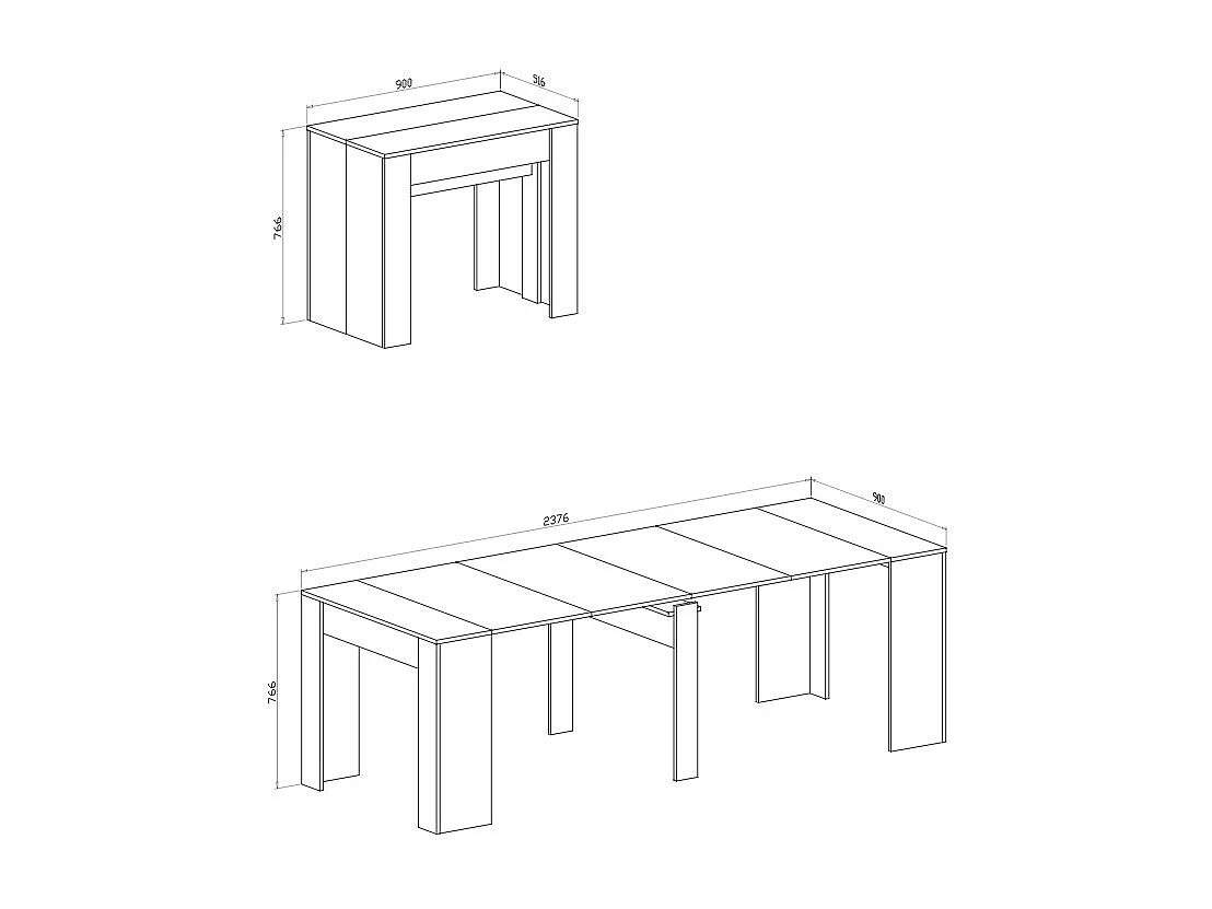 Consolle allungabile Luka 90x51,6x76,6H cm colore cemento