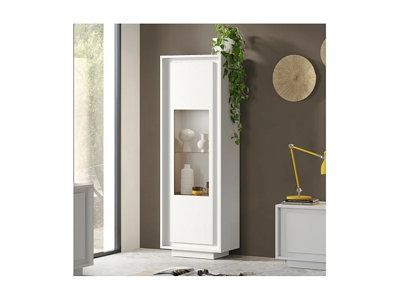 Vetrina con anta Tiki 67x40x197h colore bianco opaco