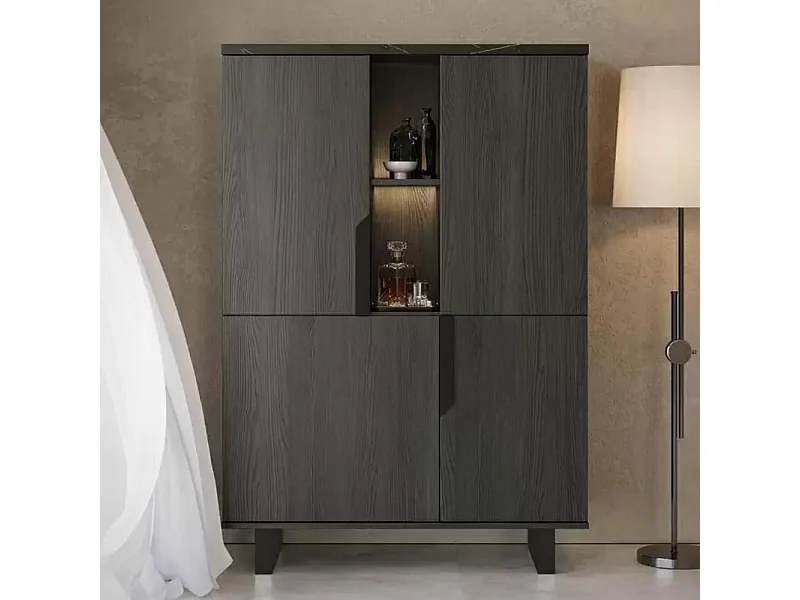 Vetrina credenza 2 ante palissandro nero Zaira 110x49x159h