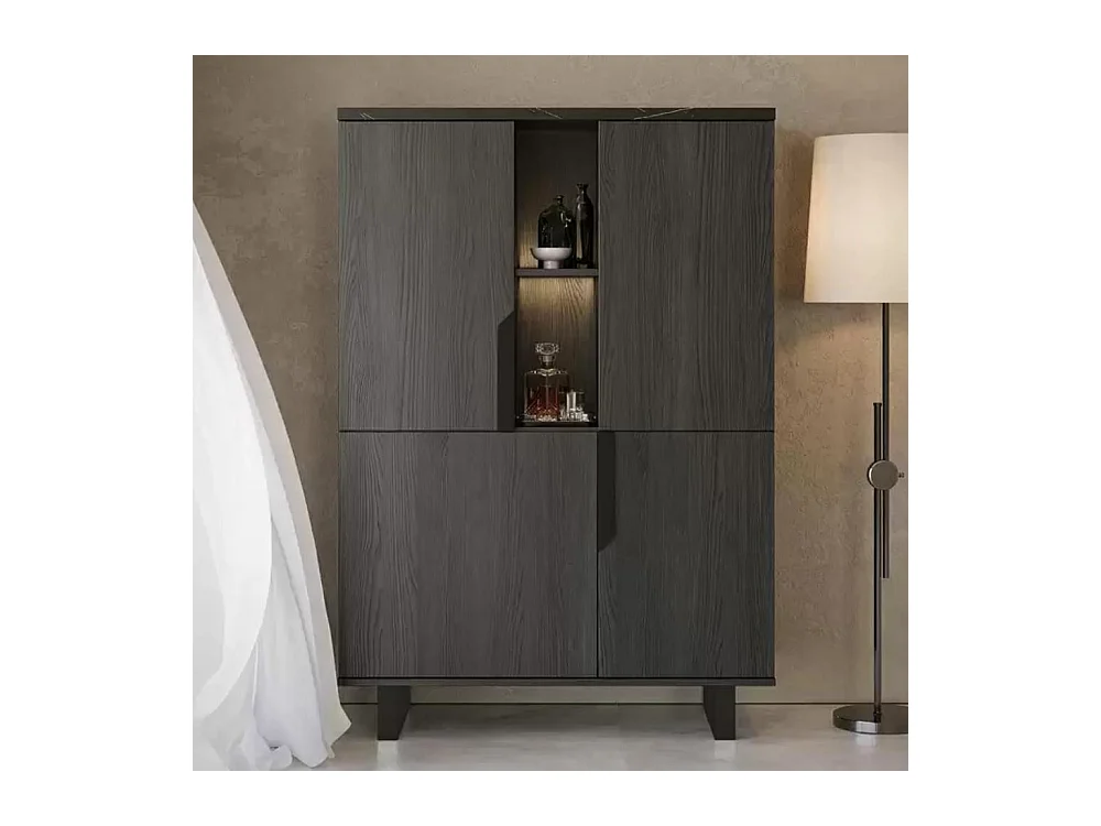 Vetrina credenza 2 ante palissandro nero Zaira 110x49x159h