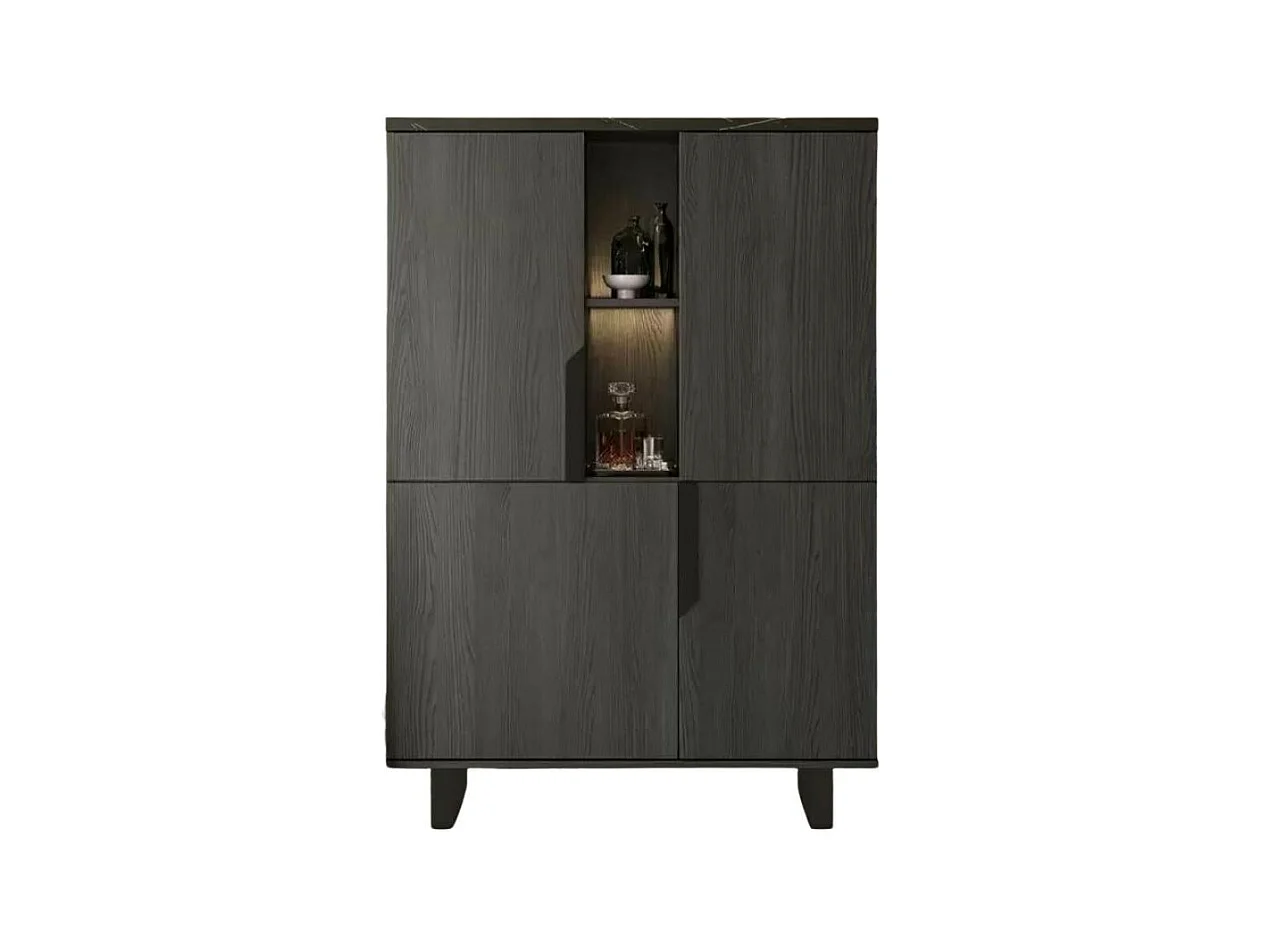 Vetrina credenza 2 ante palissandro nero Zaira 110x49x159h