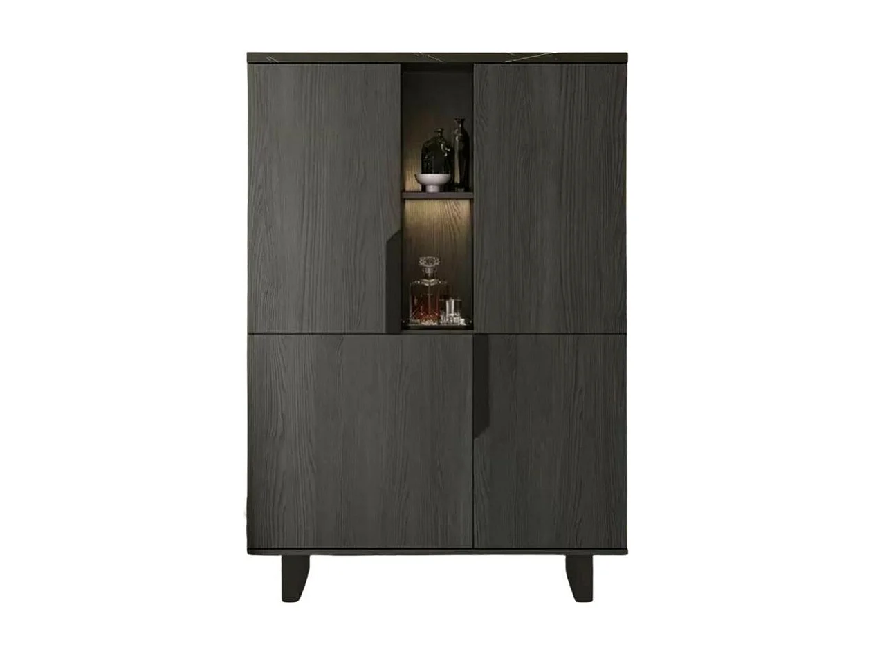 Vetrina credenza 2 ante palissandro nero Zaira 110x49x159h