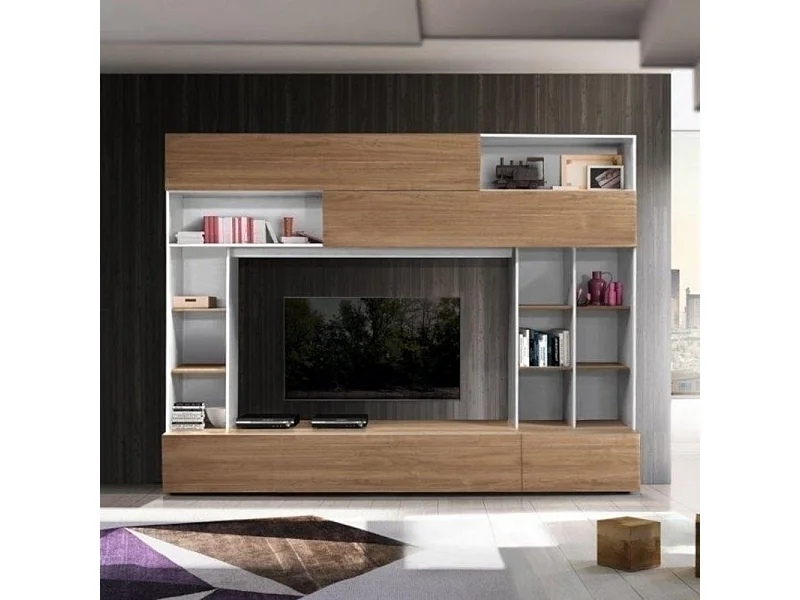 Parete attrezzata Boran colore bianco olmo