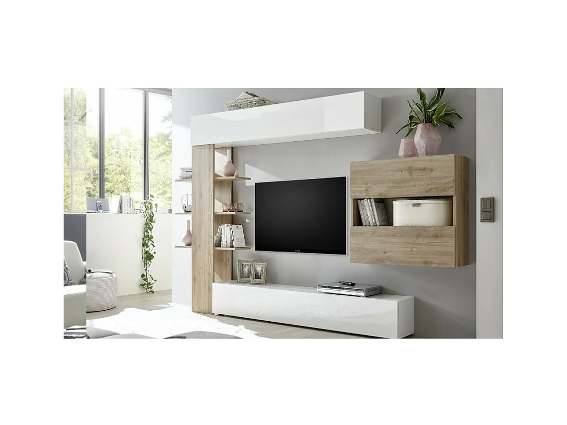 Parete attrezzata libreria Astrakat colore rovere