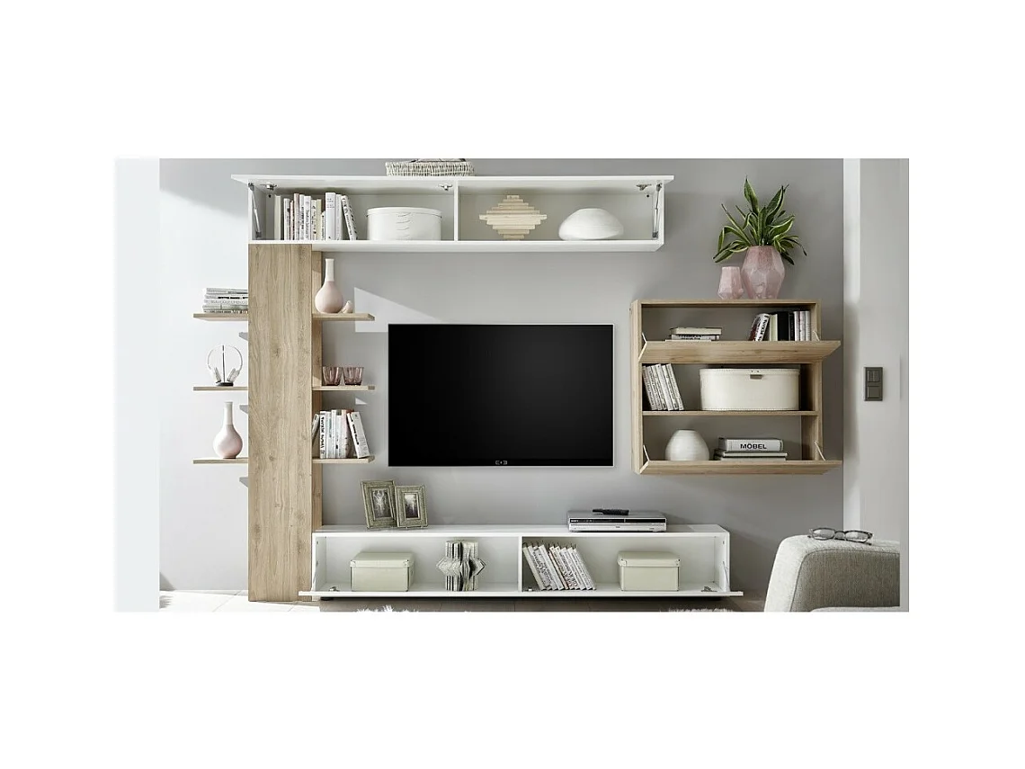 Parete attrezzata libreria Astrakat colore rovere