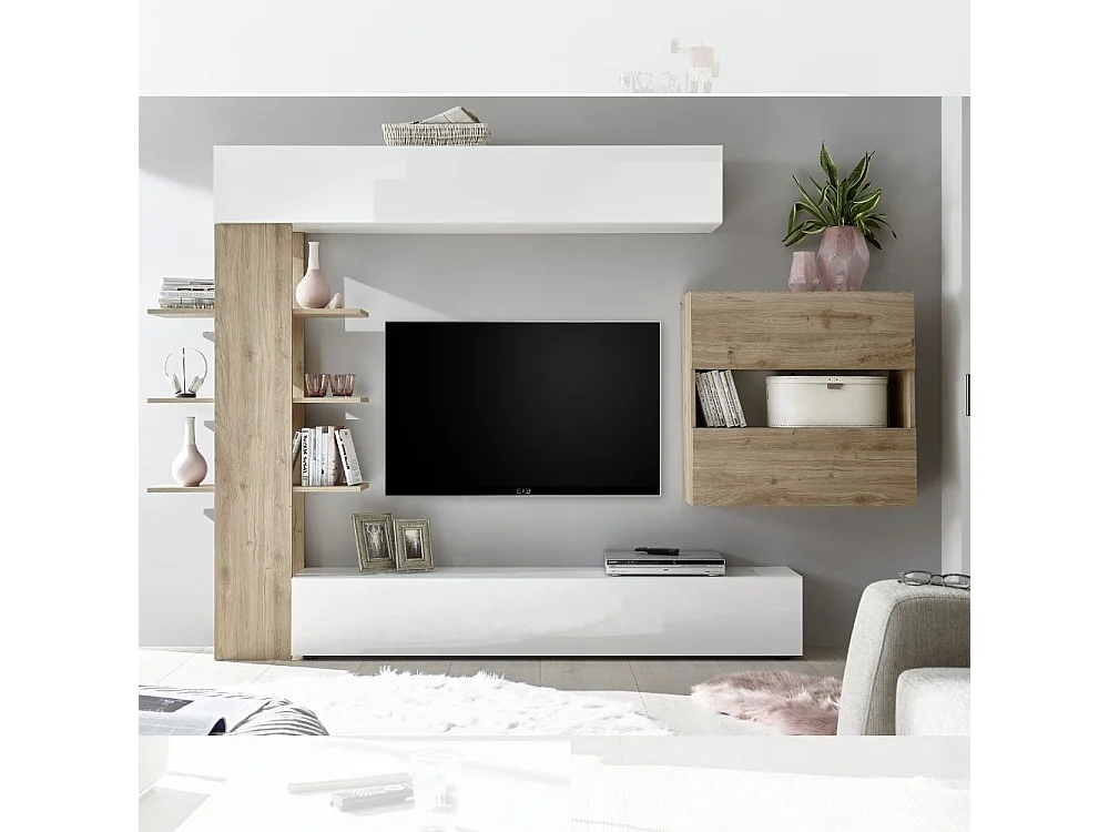 Parete attrezzata libreria Astrakat colore rovere