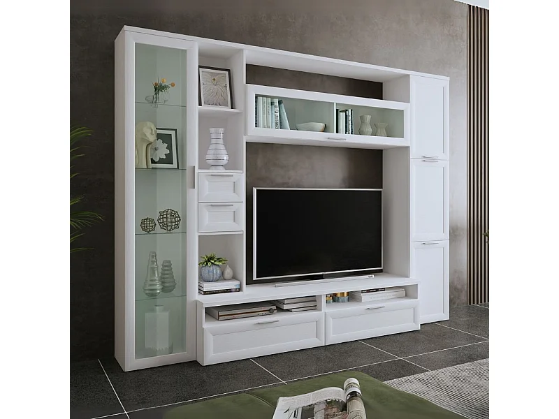 Parete attrezzata colore bianco Foresta 270x50x213H