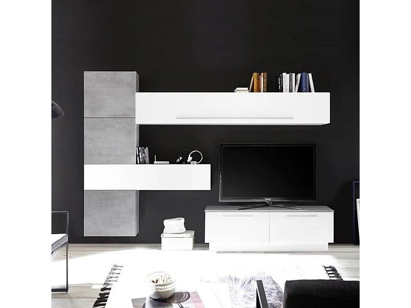 Parete attrezzata Austin colore bianco beton