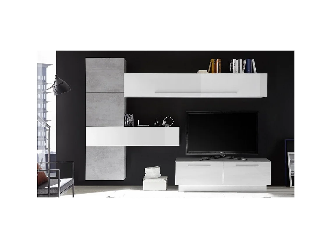 Parete attrezzata Austin colore bianco beton