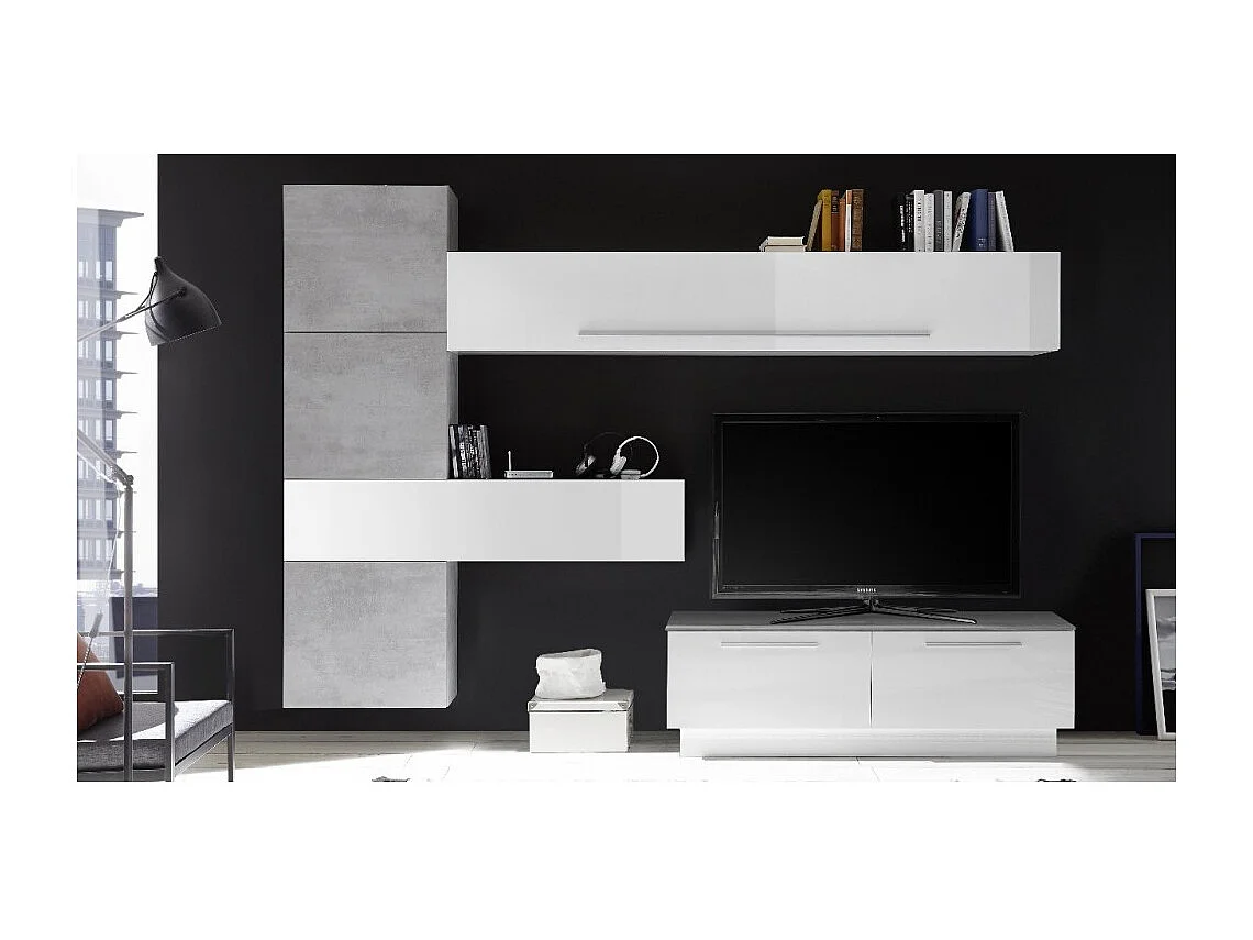 Parete attrezzata Austin colore bianco beton