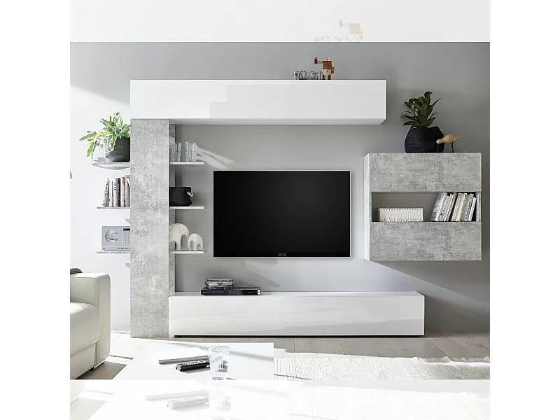 Parete attrezzata libreria Astrakat colore beton