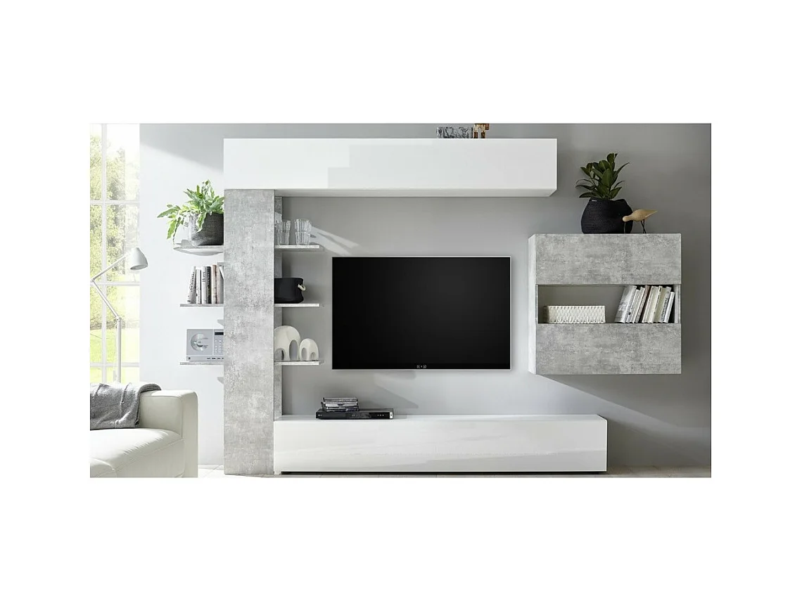 Parete attrezzata libreria Astrakat colore beton