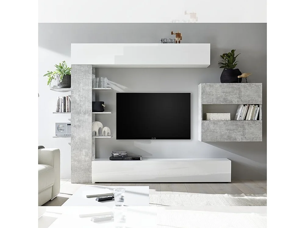 Parete attrezzata libreria Astrakat colore beton