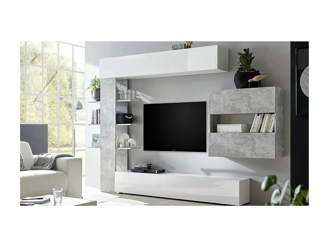 Parete attrezzata libreria Astrakat colore beton