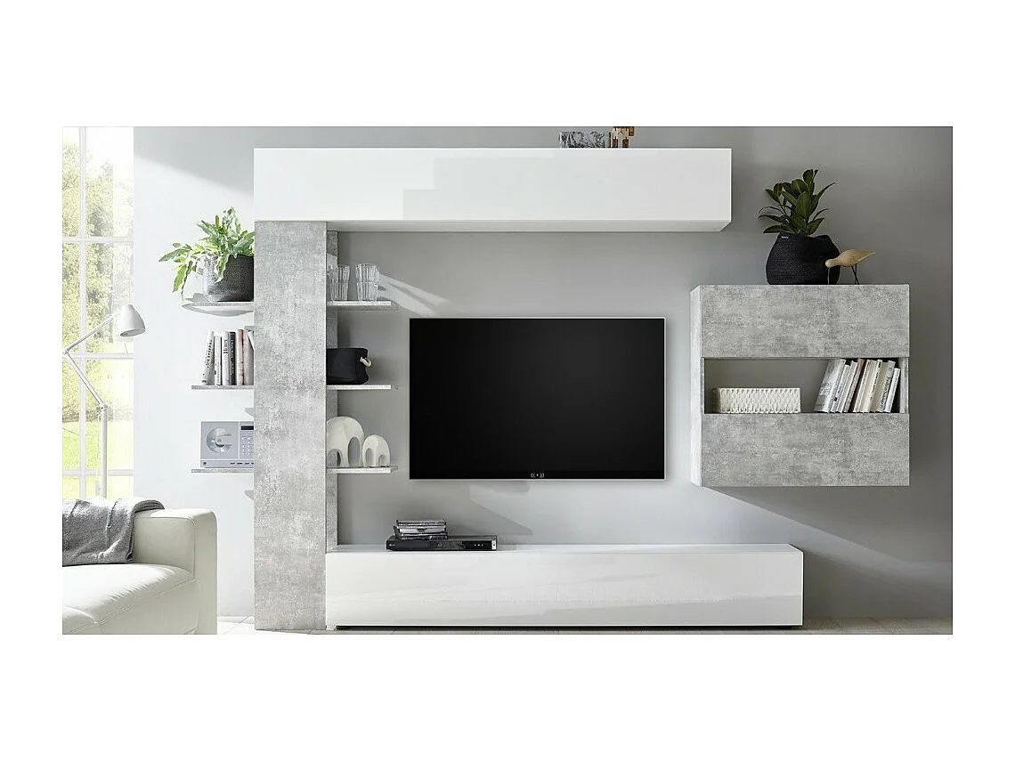 Parete attrezzata libreria Astrakat colore beton