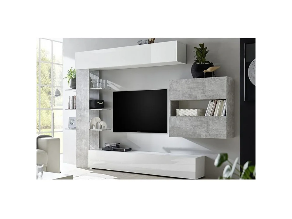 Parete attrezzata libreria Astrakat colore beton