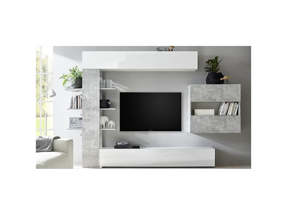 Parete attrezzata libreria Astrakat colore beton