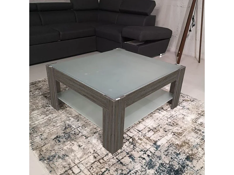 Tavolino da salotto dark coffee con doppio ripiano in vetro Homy