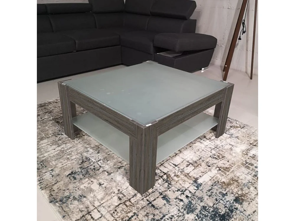 Tavolino da salotto dark coffee con doppio ripiano in vetro Homy