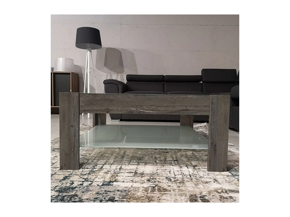 Tavolino da salotto dark coffee con doppio ripiano in vetro Homy