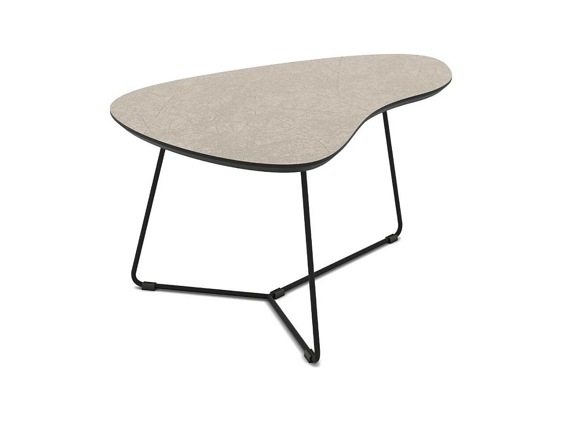 Coppia tavolini da salotto con piano colore cashmere e base metallo nera Tussey