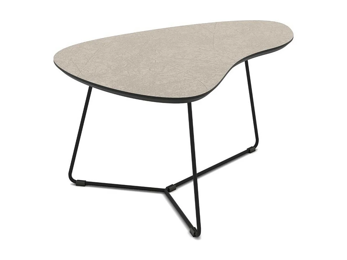 Coppia tavolini da salotto con piano colore cashmere e base metallo nera Tussey