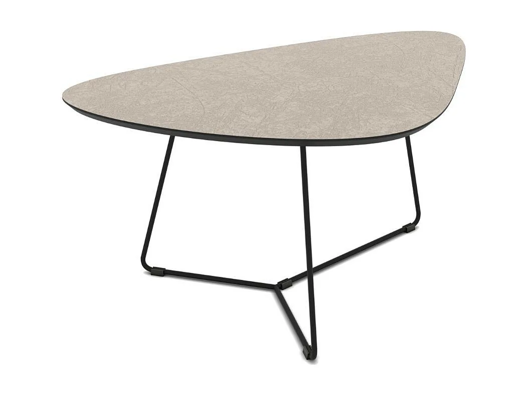 Coppia tavolini da salotto con piano colore cashmere e base metallo nera Tussey