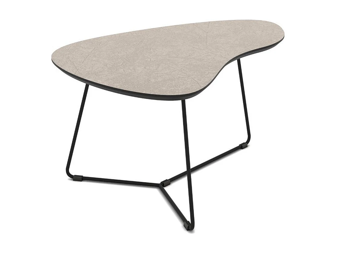 Coppia tavolini da salotto con piano colore cashmere e base metallo nera Tussey